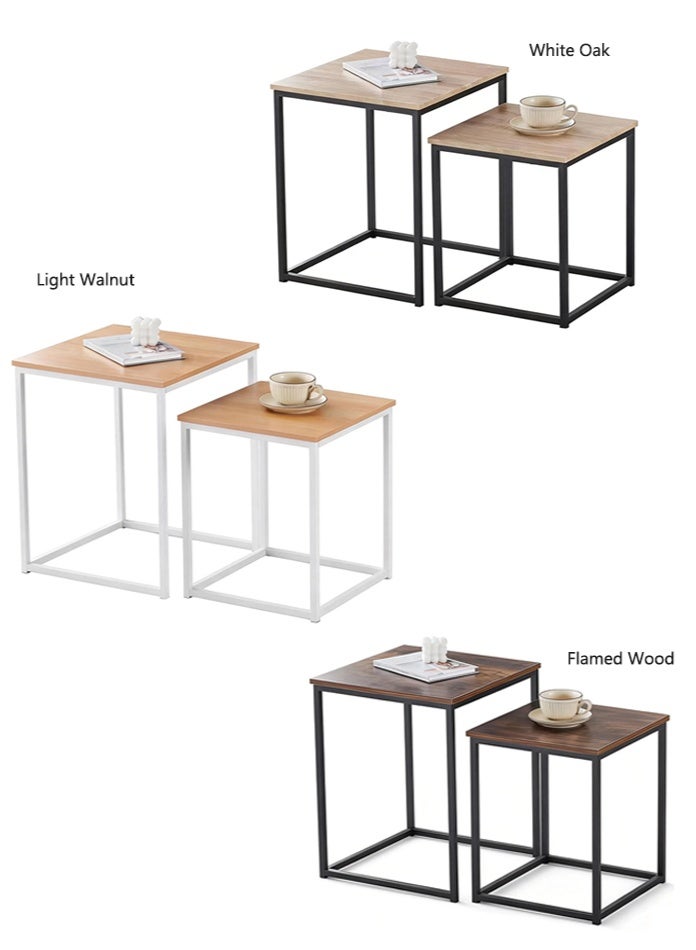 OASIS DESERT Stackable Coffee Table Set (2 Pieces), Modern Stackable Side Table With Steel Legs, Suitable For Living Room (2 Pieces) - Image 3